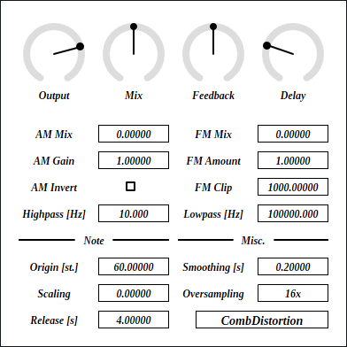 Image of CombDistortion graphical user interface.
