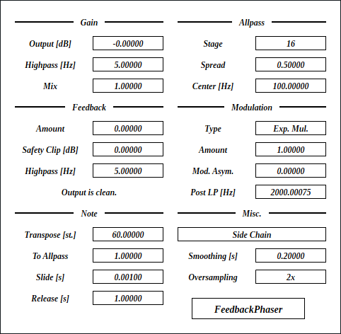Image of FeedbackPhaser graphical user interface.