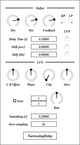 Image of NarrowingDelay graphical user interface.